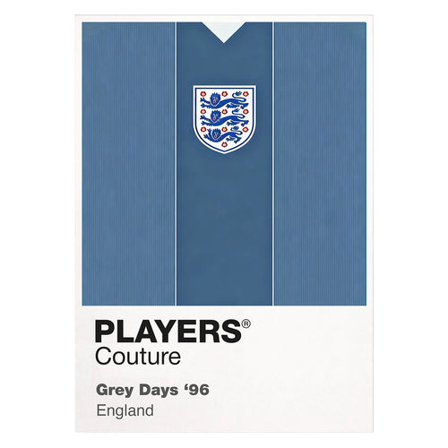 England 1996 Grey Classic Football Shirt Team Colours Frame Men's T-Shirt – white close-up detail shot of the England