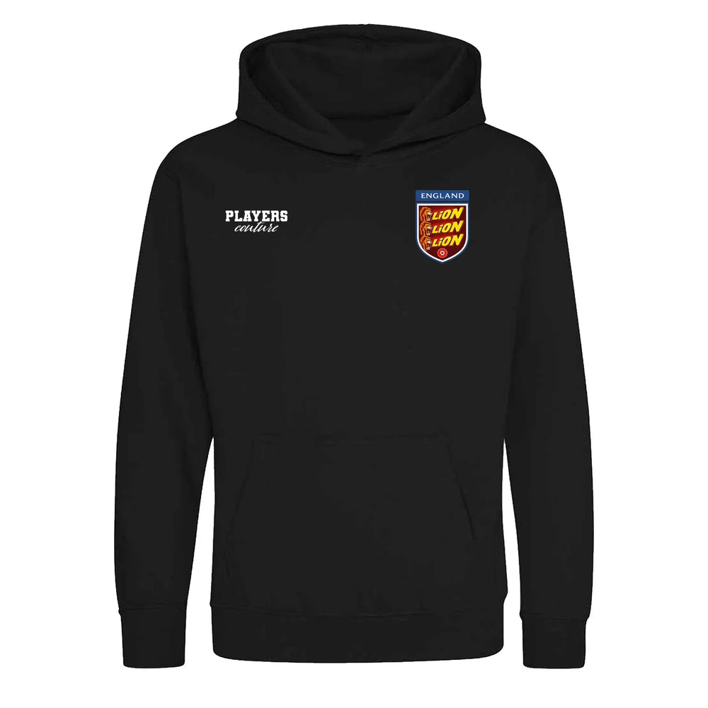England Three Lions Bar hoodie – black kids' hoodie featuring the England Three Lions Bar Players Couture logo