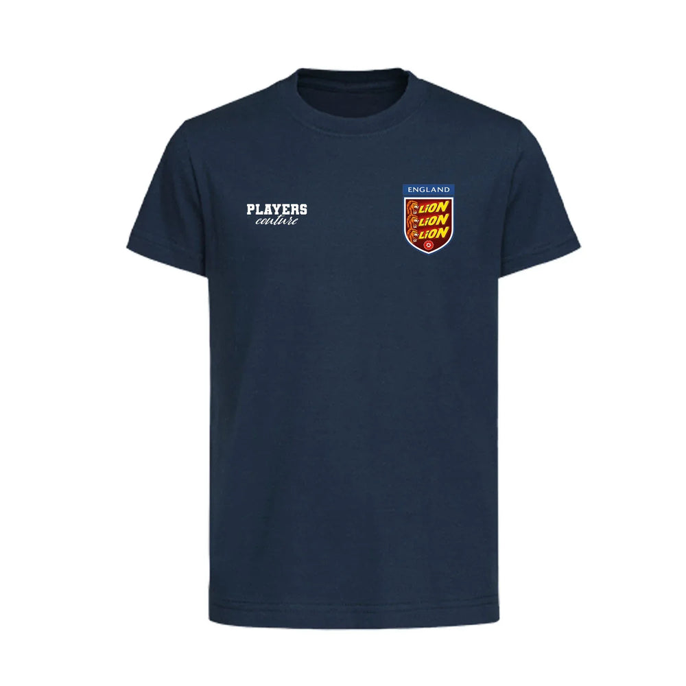 England Three Lions Bar t-shirt – navy kids' t-shirt featuring the England Three Lions Bar Players Couture logo