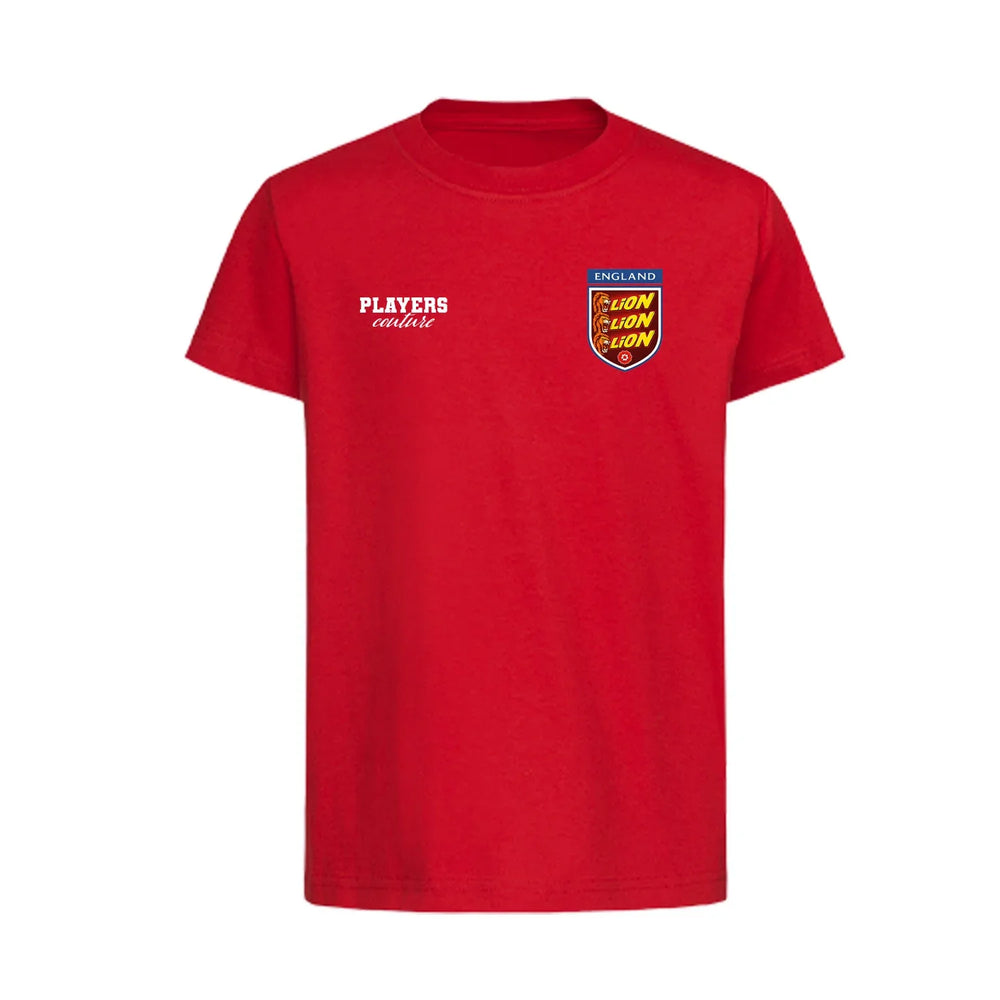 England Three Lions Bar t-shirt – red kids' t-shirt featuring the England Three Lions Bar Players Couture logo
