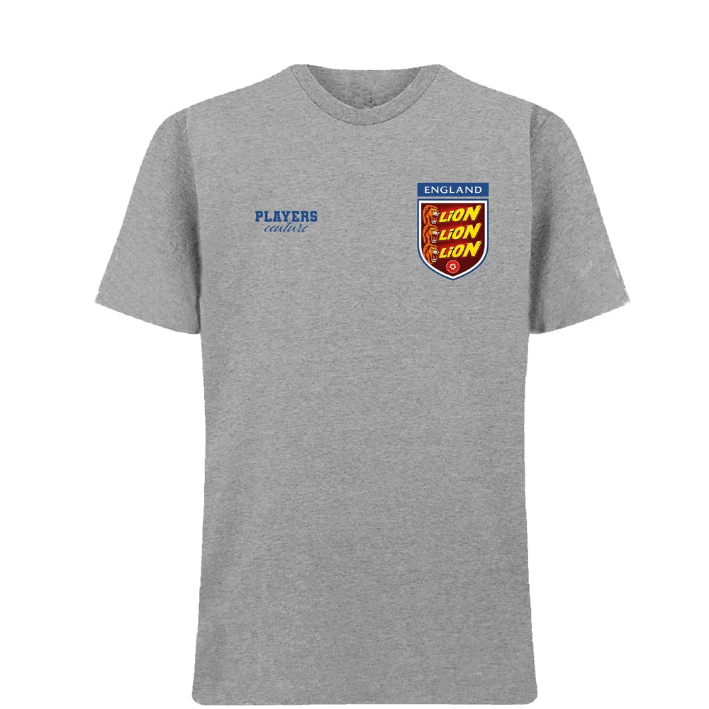 England Three Lions Bars t-shirt – grey men's t-shirt featuring the England Three Lions Bars Players Couture logo
