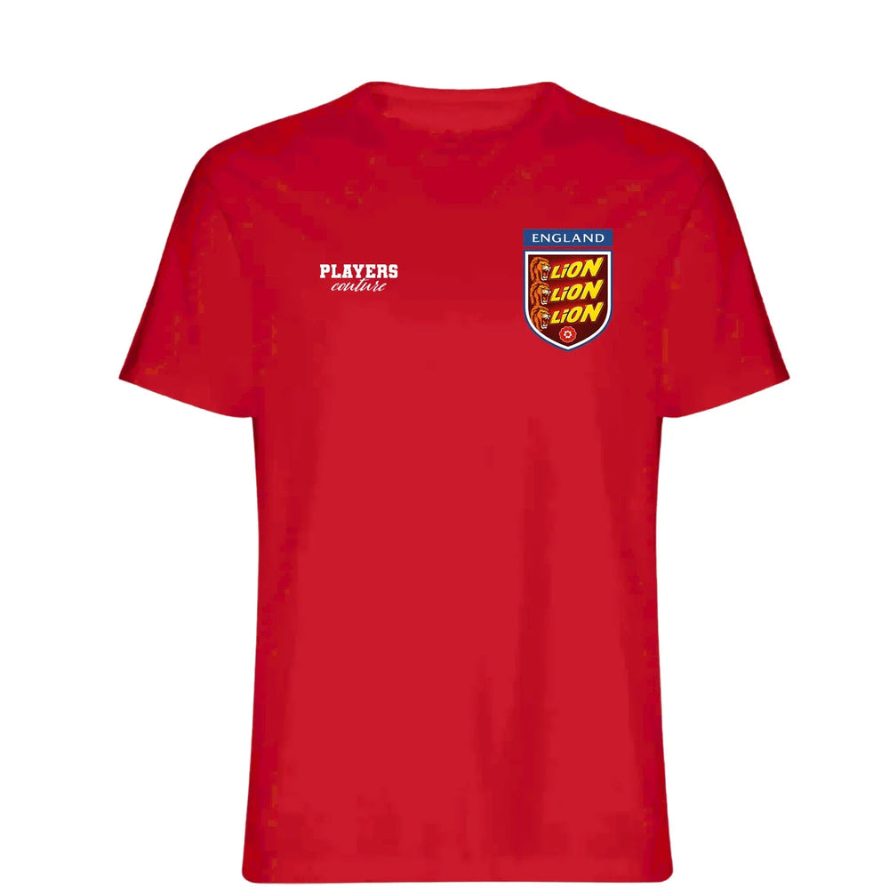 England Three Lions Bars t-shirt – red men's t-shirt featuring the England Three Lions Bars Players Couture logo