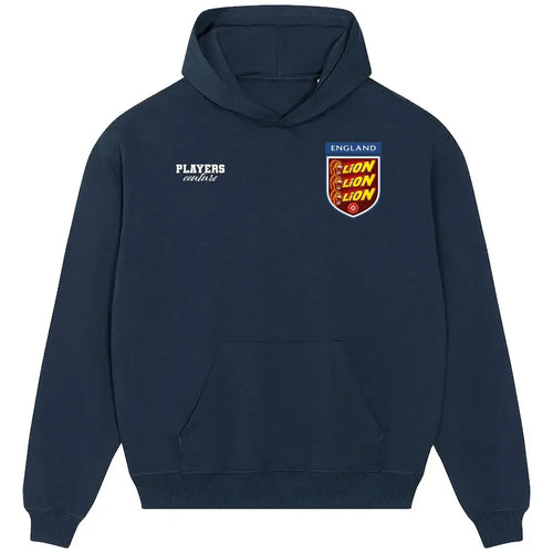 England Three Lion Bars hoodie – navy men's hoodie featuring the England Three Lion Bars Players Couture logo