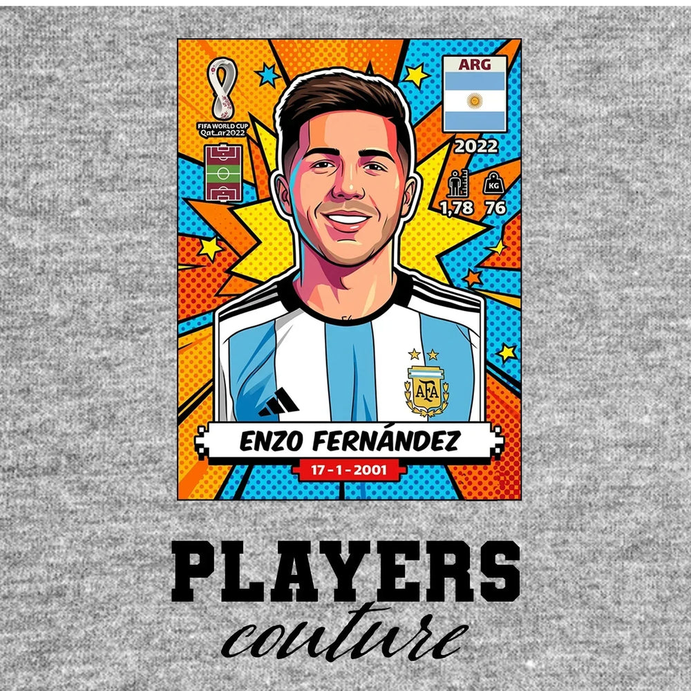 Enzo Fernandez World Cup Sticker Kids Hoodie – enzo fernandez grey Players Couture design