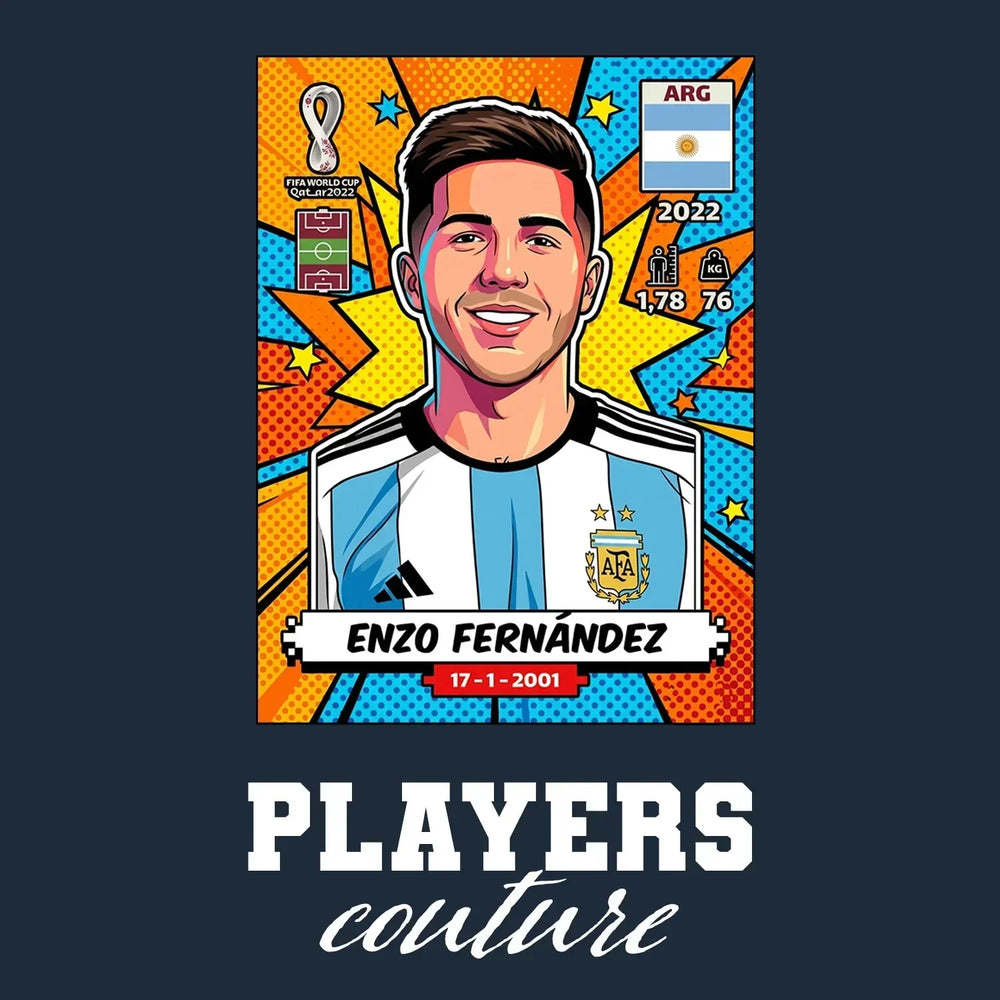 Enzo Fernandez World Cup Sticker Kids Hoodie – enzo fernandez navy Players Couture design