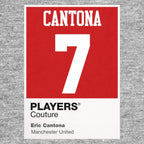 Eric Cantona 7 Football Shirt Frame Men's Hoodie – grey close-up detail shot of the Eric Cantona 7 Football Players Couture