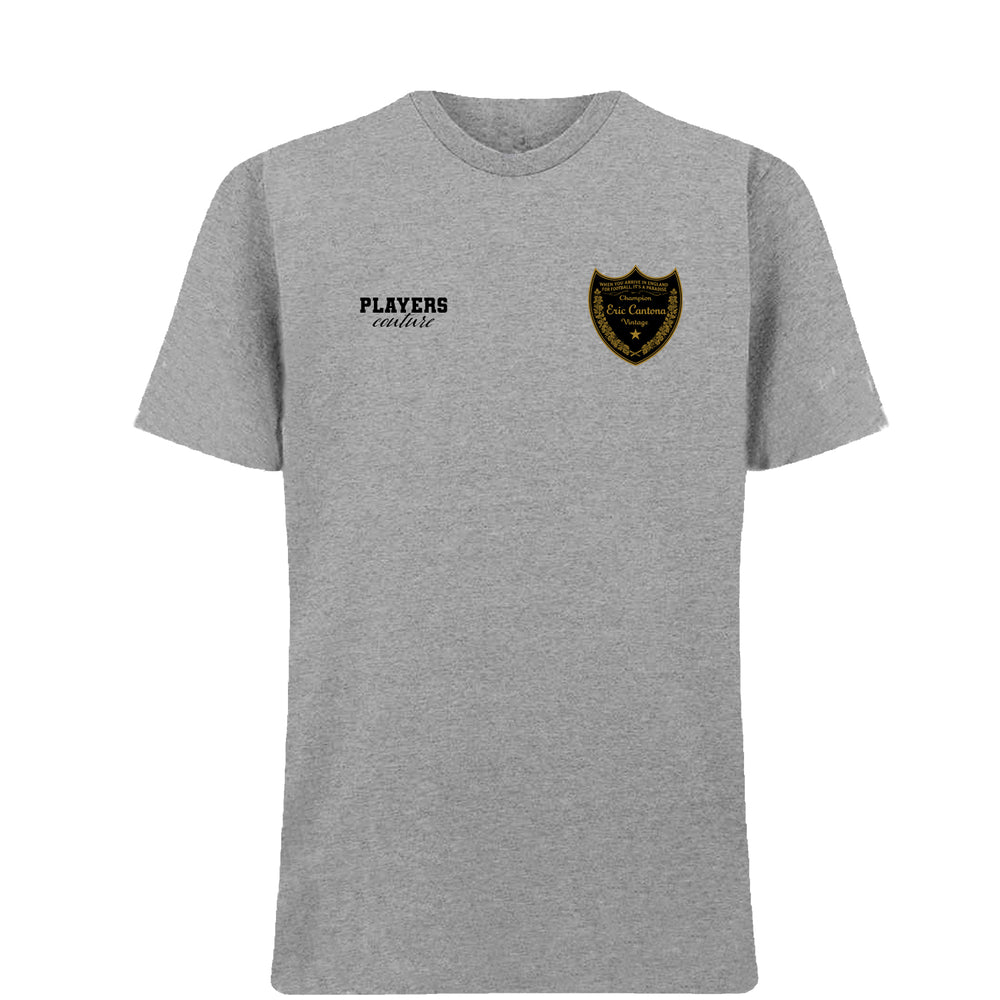 Eric Cantona Logo 2 Players Couture Mens T-Shirt Gray
