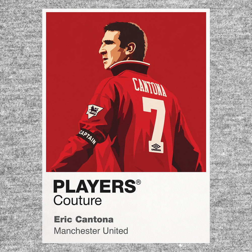Eric Cantona Manchester United Icon Frame Kids T-Shirt — Gray Artwork