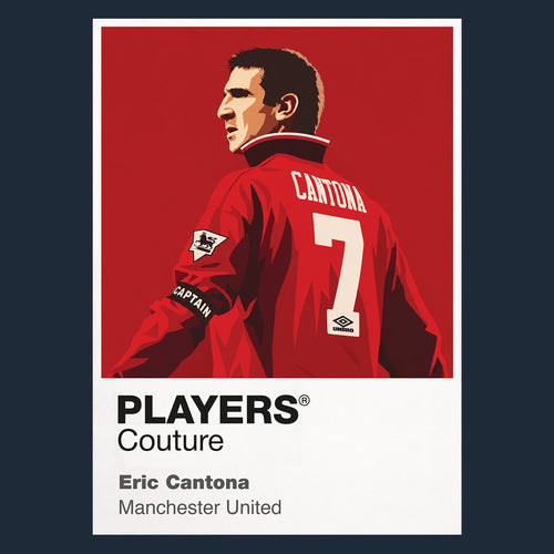Eric Cantona Manchester United Icon Frame Men's Hoodie — Navy Artwork
