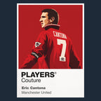 Eric Cantona Manchester United Icon Frame Kids T-Shirt — Navy Artwork