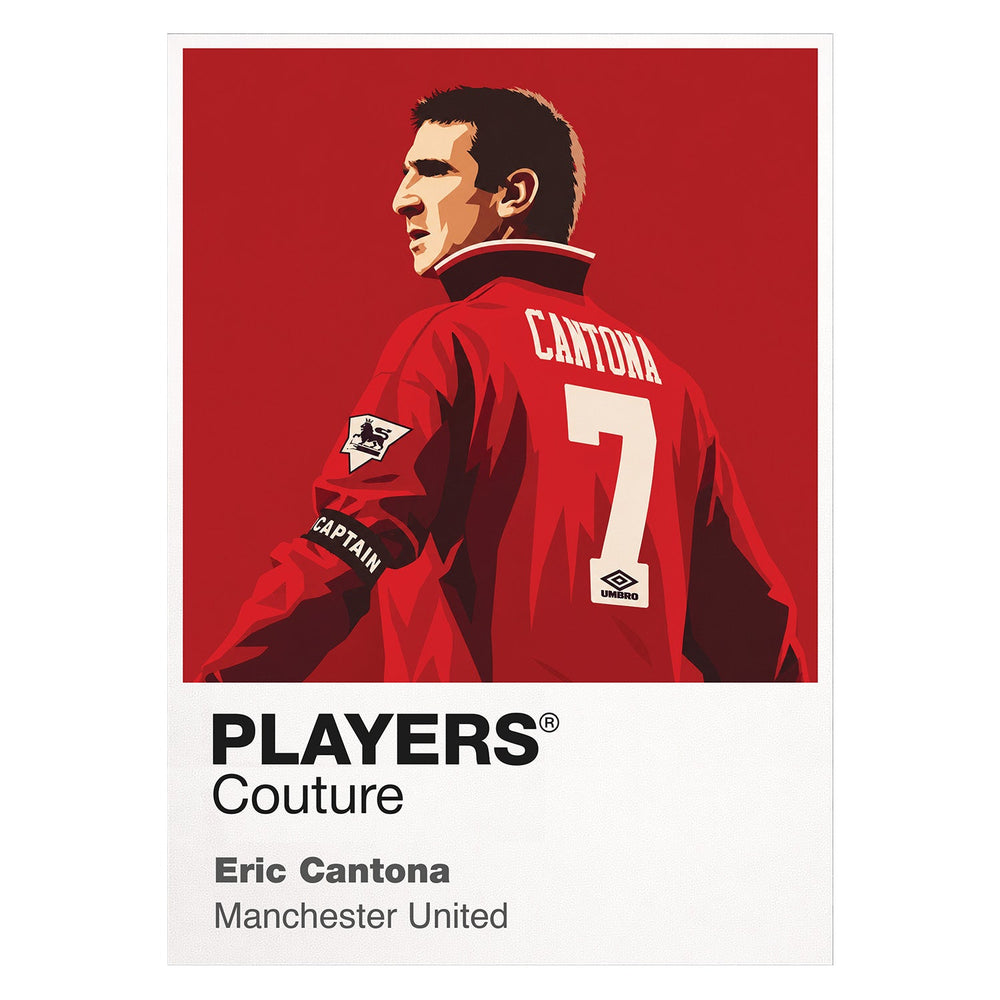 Eric Cantona Manchester United Icon Frame Kids T-Shirt — White Artwork