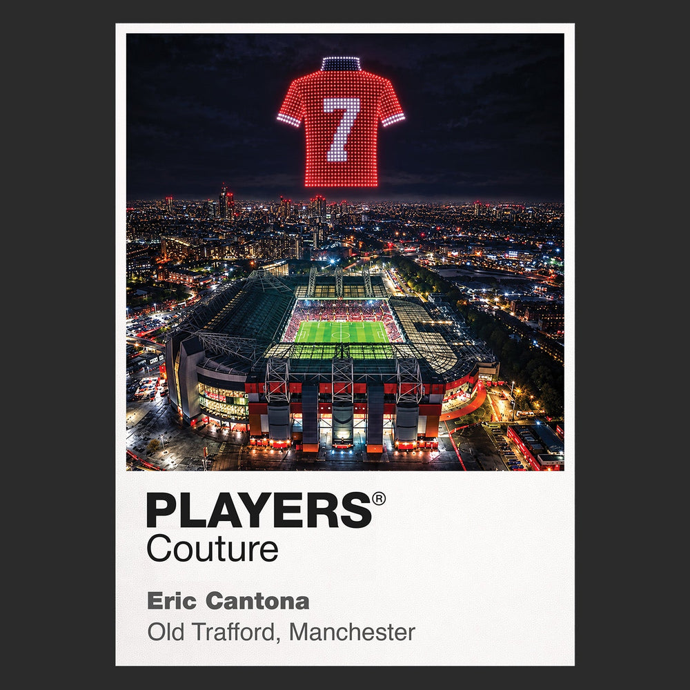 Eric Cantona Manchester United number 7 Icons in Lights Frame artwork in black