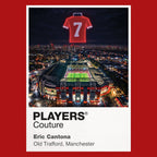 Eric Cantona Manchester United number 7 Icons in Lights Frame artwork in red
