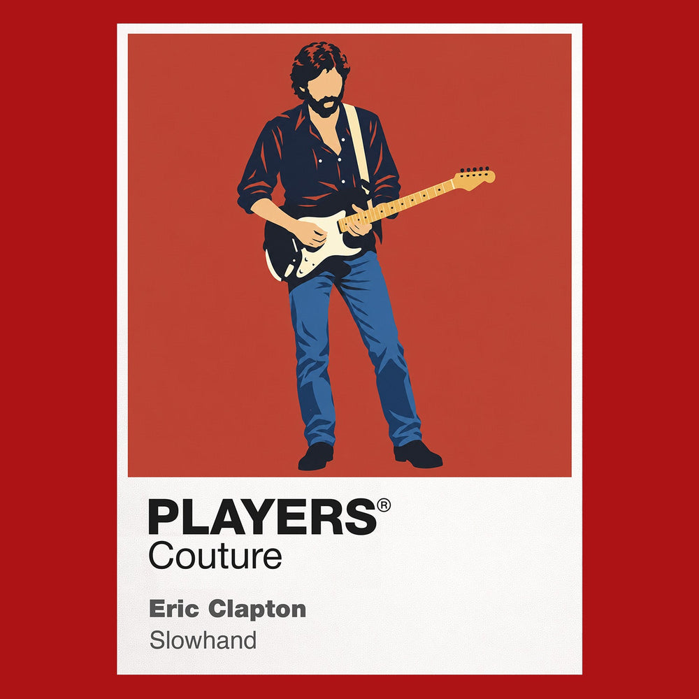 Eric Clapton the guitarist's silhouette across the Yardbirds, Cream and solo eras Icon Frame artwork in red