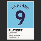 Erling Haaland 9 Football Shirt Frame Men's Hoodie – black close-up detail shot of the Erling Haaland 9 Football Players