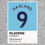 Erling Haaland 9 Football Shirt Frame Men's Hoodie – grey close-up detail shot of the Erling Haaland 9 Football Players