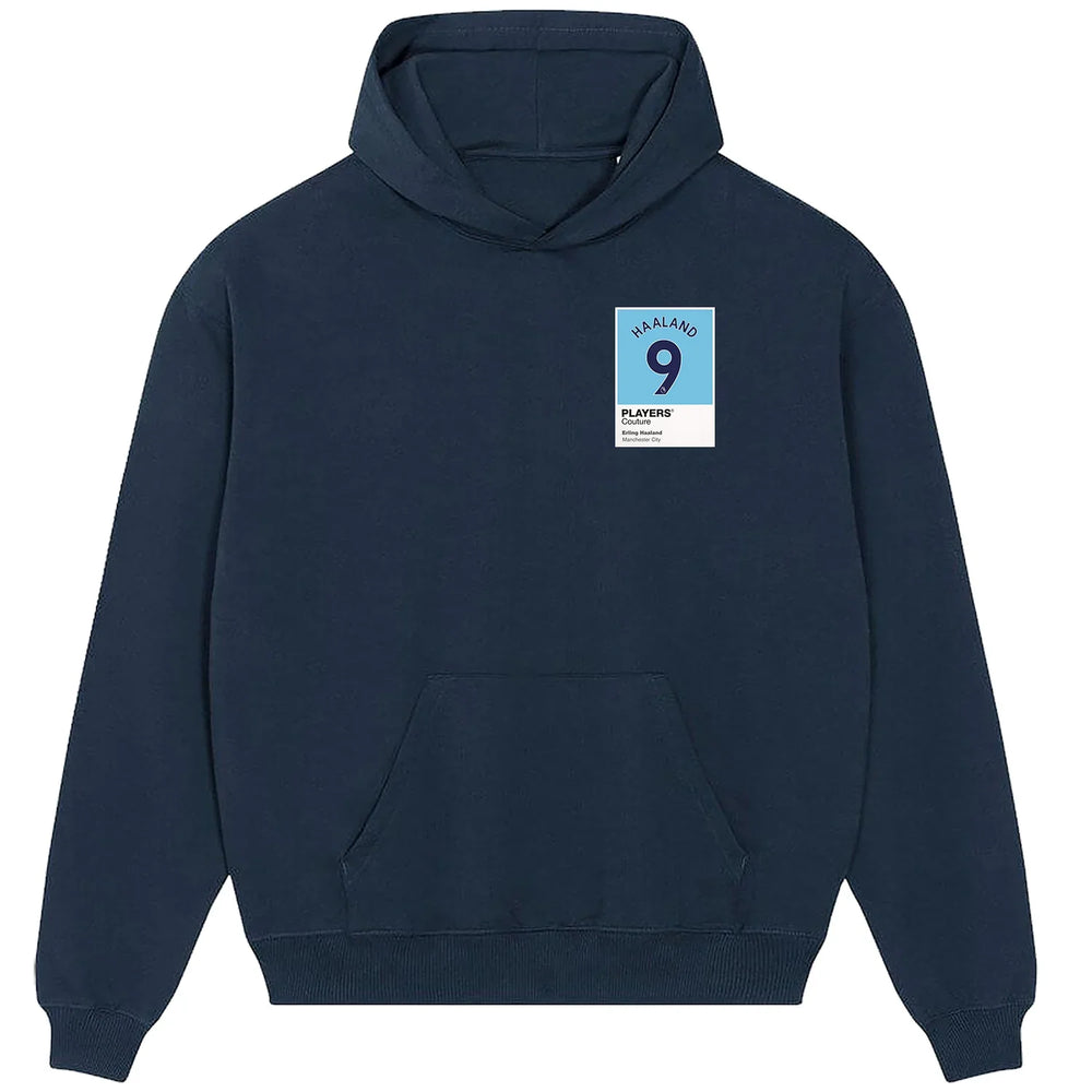Erling Haaland 9 Football hoodie – navy men's hoodie featuring the Erling Haaland 9 Football Players Couture logo