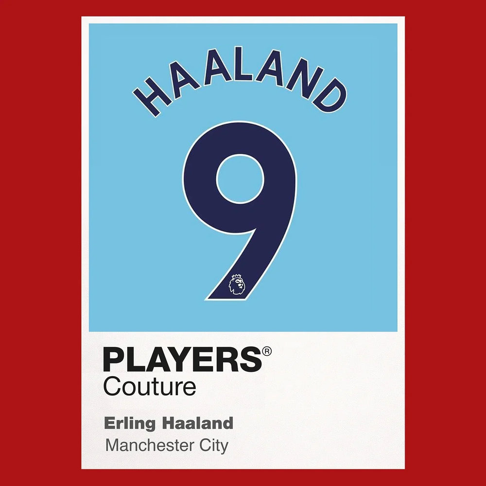Erling Haaland 9 Football Shirt Frame Men's Hoodie – red close-up detail shot of the Erling Haaland 9 Football Players