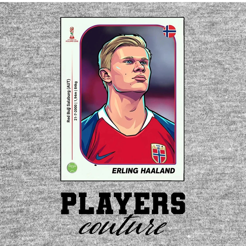 Erling Halland World Cup Sticker Kids Hoodie – erling haaland grey Players Couture design