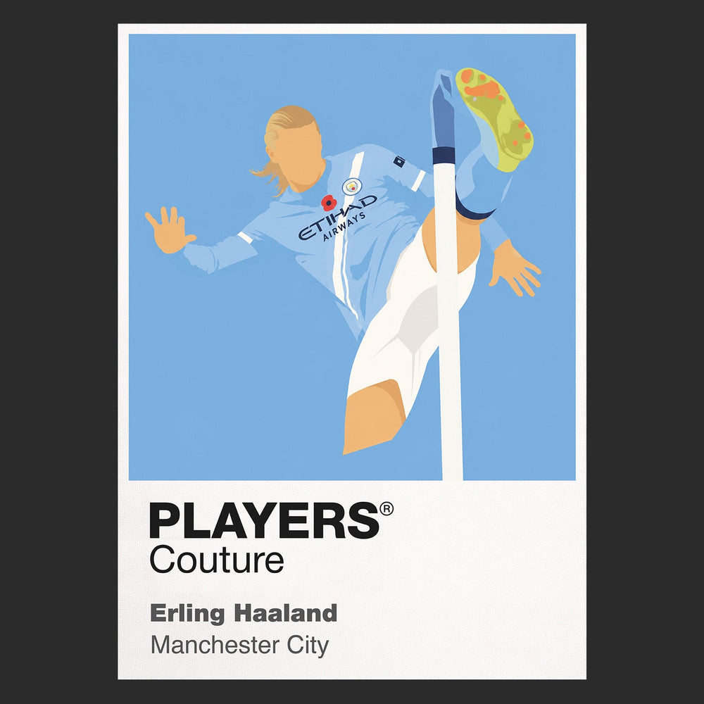 Erling Haaland Manchester City Icon Frame Kids T-Shirt — Black Artwork