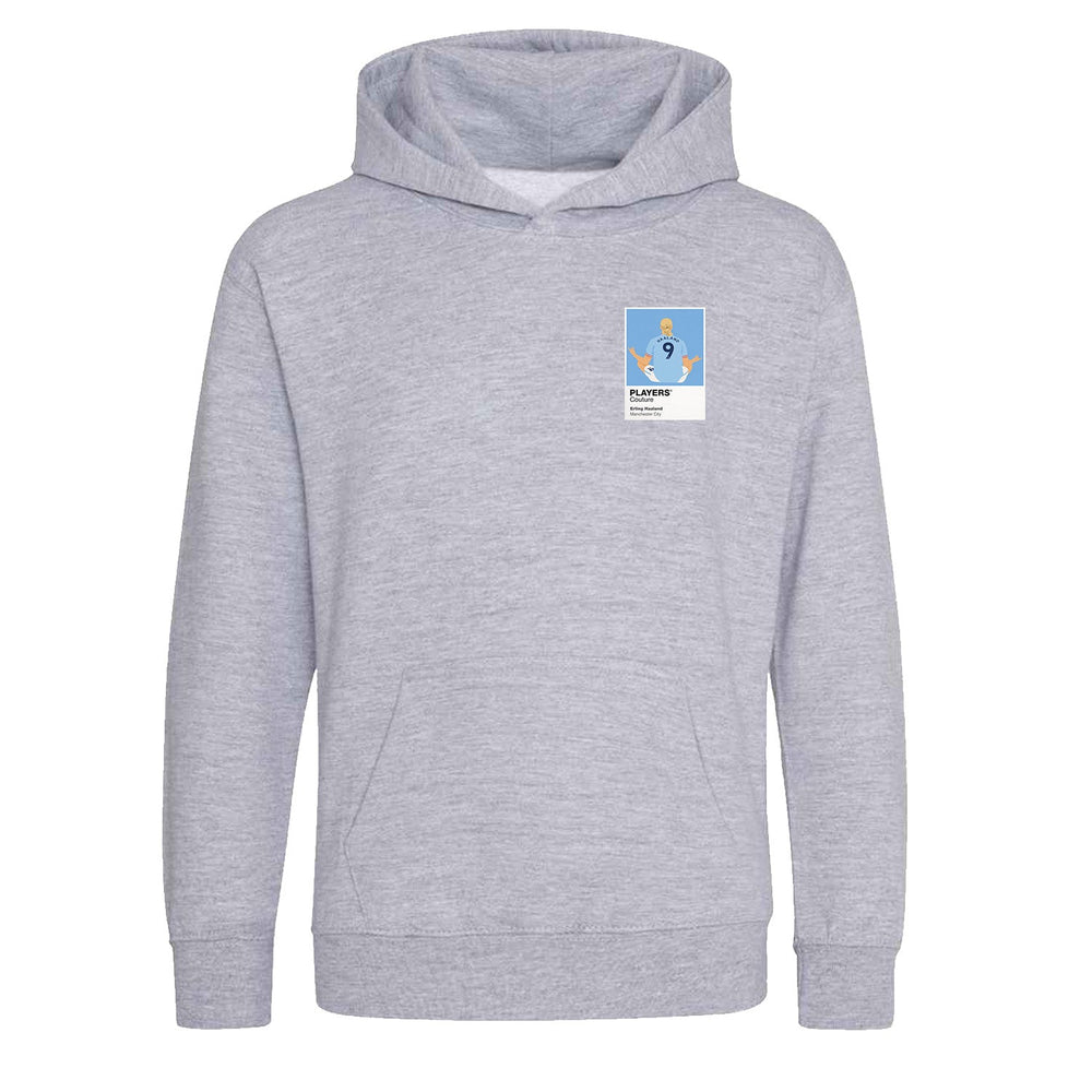 Erling Haaland Manchester City Yoga Icon Frame Kids Hoodie — Gray