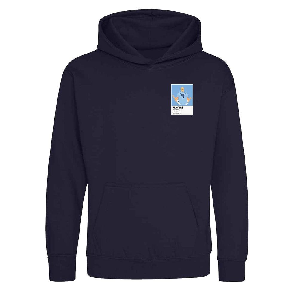Erling Haaland Manchester City Yoga Icon Frame Kids Hoodie — Navy