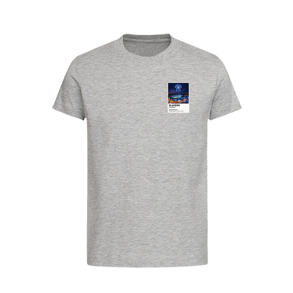 Erling Haaland Manchester City Icons in Lights Frame Kids T-Shirt in Gray