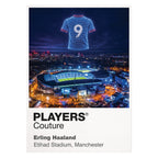 Erling Haaland Manchester City number 9 Icons in Lights Frame artwork in white