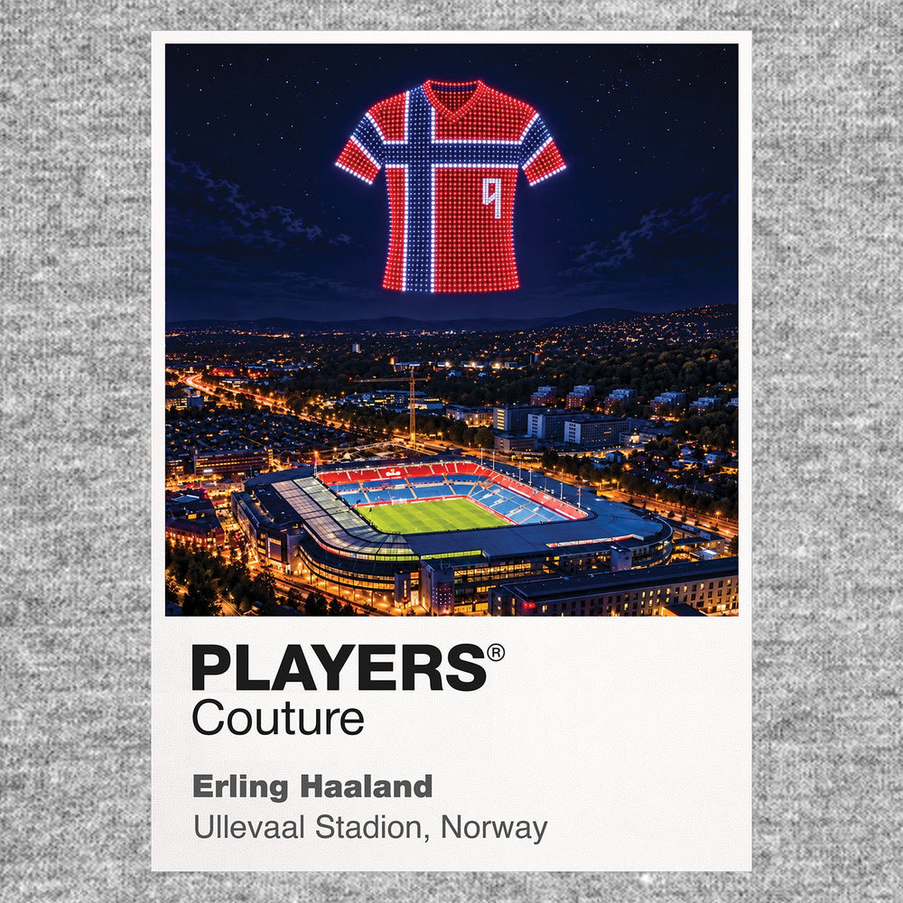 Erling Haaland Norway number 9 Icons in Lights Frame artwork in grey