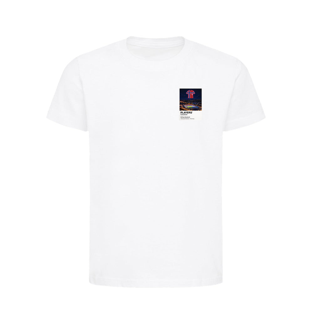 Erling Haaland Norway Icons in Lights Frame Kids T-Shirt in White