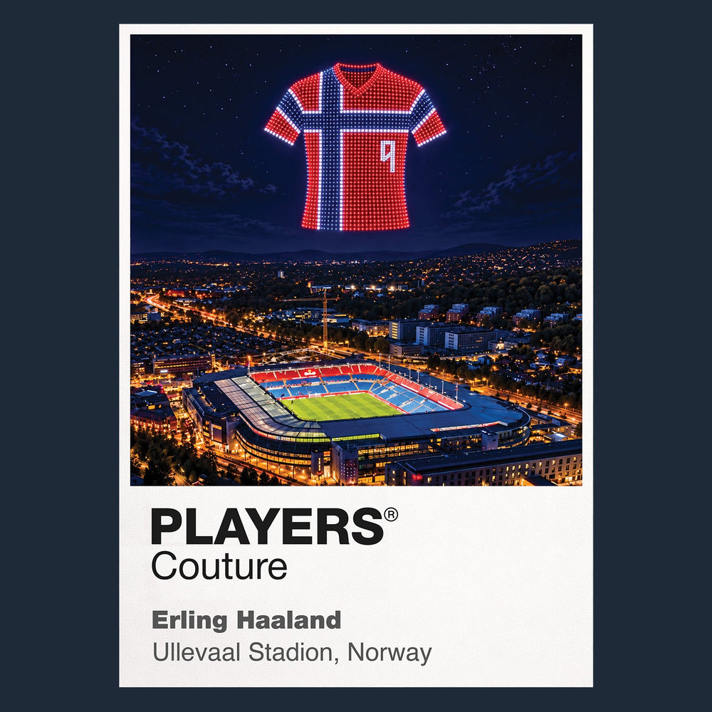 Erling Haaland Norway number 9 Icons in Lights Frame artwork in navy