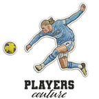 Erling Haaland Badge Men's Hoodie – close-up detail shot of the Erling Haaland Players Couture logo design