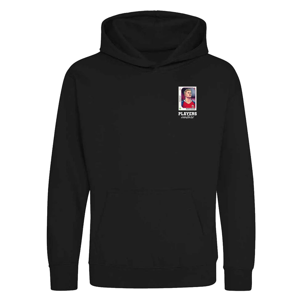 Erling Halland World Cup Sticker Kids Hoodie – erling haaland sticker kids black hoodie Players Couture design