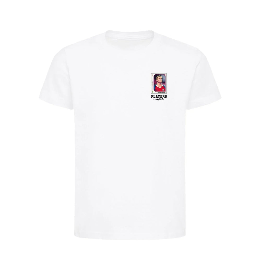 Erling Halland World Cup Sticker Kids T-Shirt – erling haaland sticker kids white tshirt Players Couture design