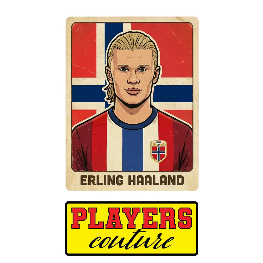 Erling Haaland 2026 World Cup Sticker Men's T-Shirt – close-up detail shot of the Erling Haaland 2026 World Cup Players