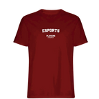 Esports t-shirt – red men's t-shirt with white Esports letters and Players Couture logo on the chest