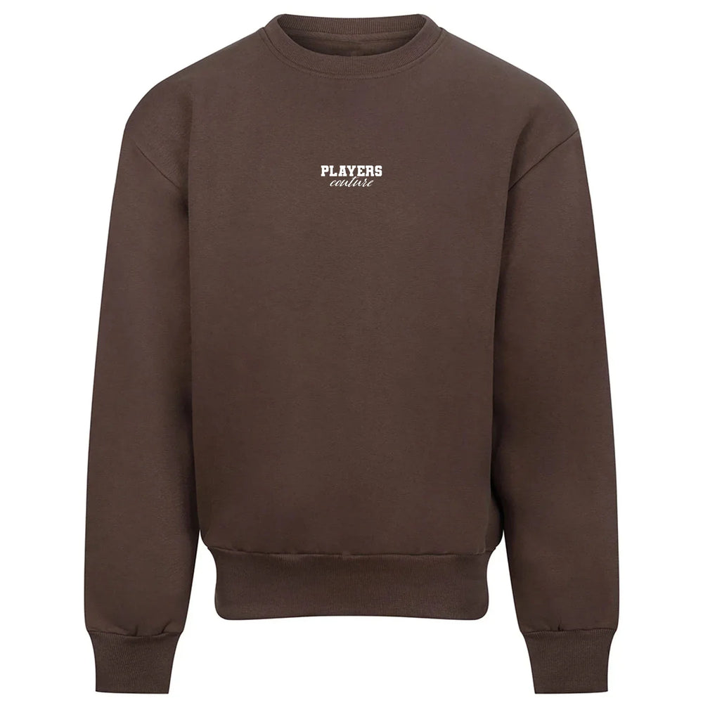 Essentials Collection hoodie – white men's hoodie with black Essentials Collection letters and Players Couture logo on the