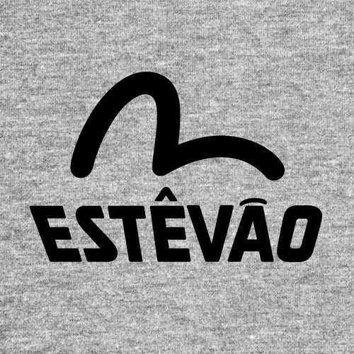 Estevao Logo Men's Hoodie – grey close-up detail shot of the Estevao Players Couture logo design