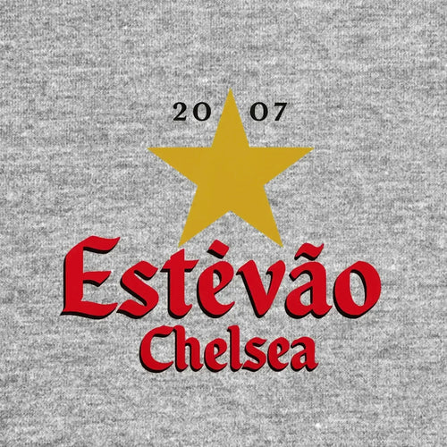 Estevao Star Logo Men's Hoodie – grey close-up detail shot of the Estevao Star Players Couture logo design