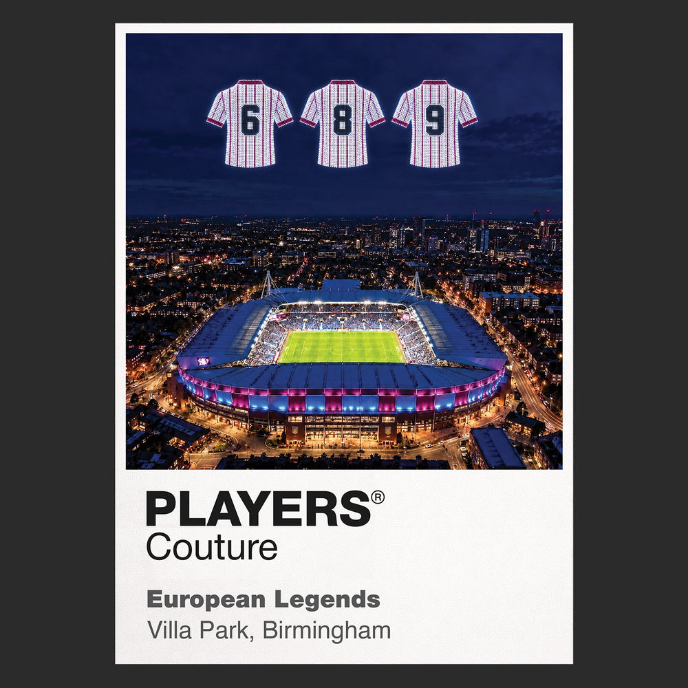 Aston Villa 1982 European Cup numbers 6 8 and 9 Icons in Lights Frame artwork in black