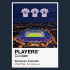Aston Villa 1982 European Cup numbers 6 8 and 9 Icons in Lights Frame artwork in navy