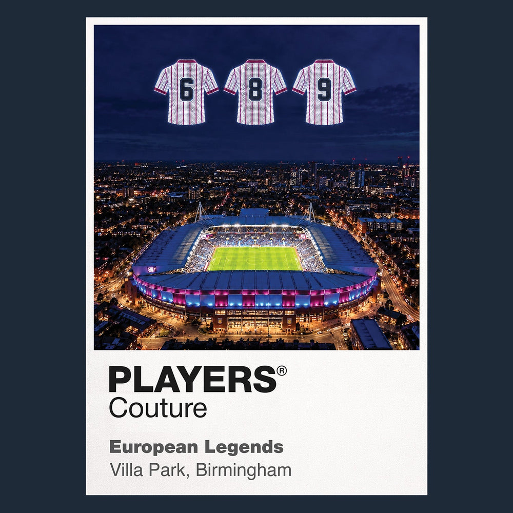 Aston Villa 1982 European Cup numbers 6 8 and 9 Icons in Lights Frame artwork in navy