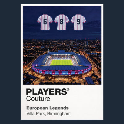 Aston Villa 1982 European Cup numbers 6 8 and 9 Icons in Lights Frame artwork in navy