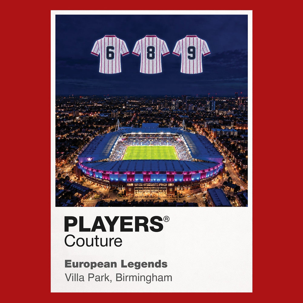 Aston Villa 1982 European Cup numbers 6 8 and 9 Icons in Lights Frame artwork in red