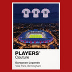 Aston Villa 1982 European Cup numbers 6 8 and 9 Icons in Lights Frame artwork in red