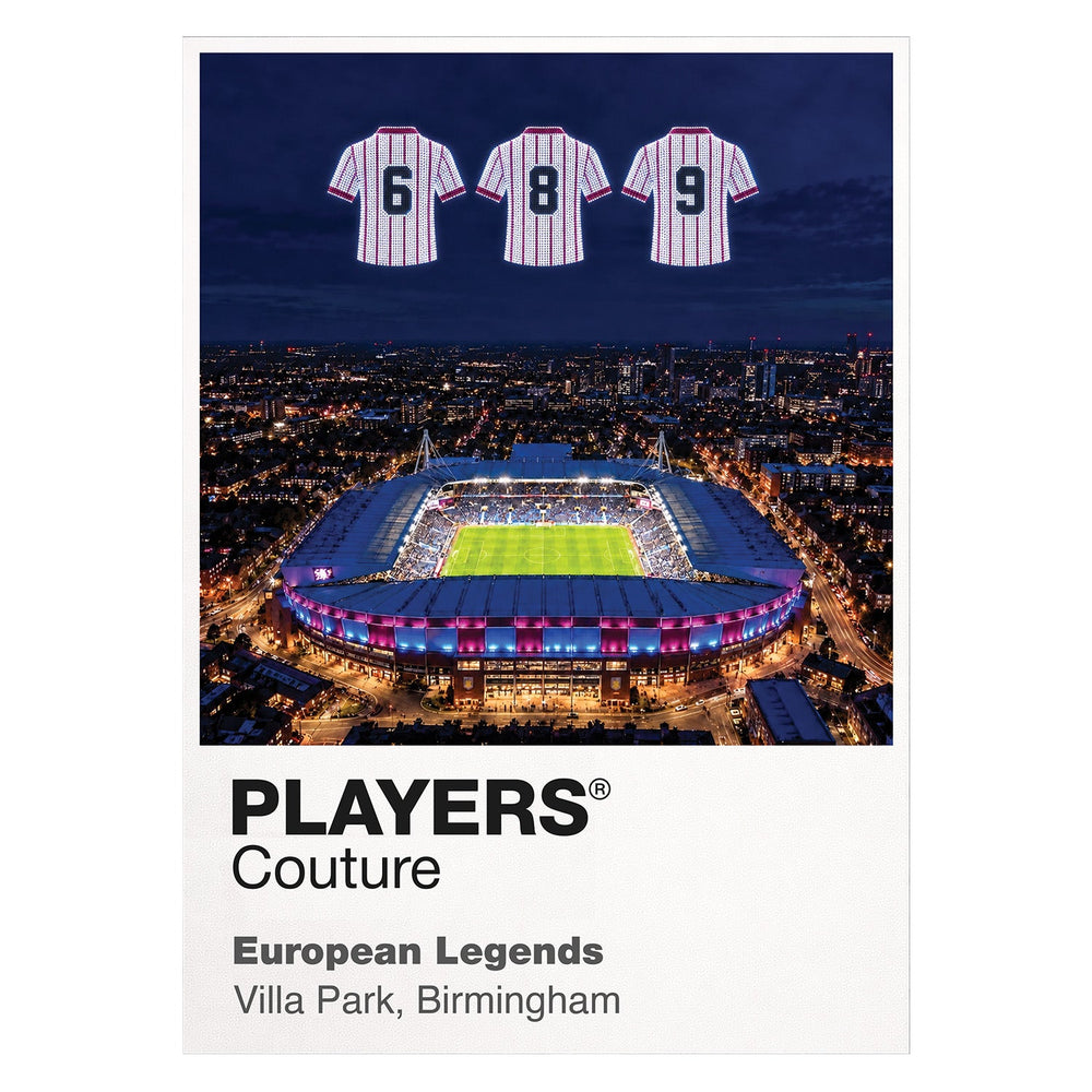 Aston Villa 1982 European Cup numbers 6 8 and 9 Icons in Lights Frame artwork in white