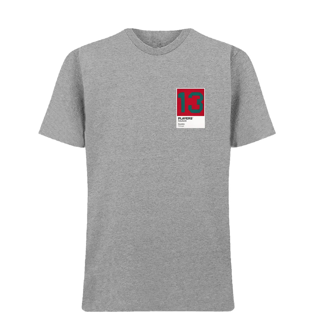 Eusebio 13 Football t-shirt – grey men's t-shirt featuring the Eusebio 13 Football Players Couture logo