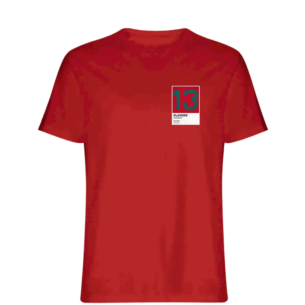 Eusebio 13 Football t-shirt – red men's t-shirt featuring the Eusebio 13 Football Players Couture logo