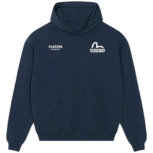Eusebio hoodie – navy men's hoodie featuring the Eusebio Players Couture logo