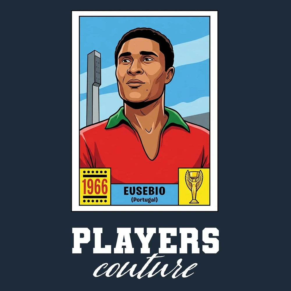 Eusebio World Cup Sticker Kids T-Shirt – eusebio navy Players Couture design